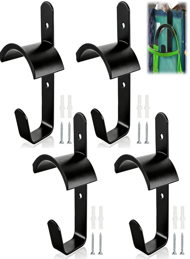Cididu 4 Pack Horse Bridle Rack Hooks, Metal Bridle Holder Bracket Heavy Duty, Wall Mount Horse Tack Storage Harness Halter Hanger with Screws, Horse Trailer Stall Accessories for Horse Barn Tack Room - Image 1